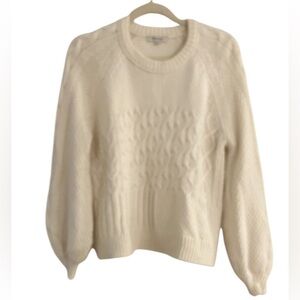 Madewell Cream Cable Knit Crewneck Sweater Size Small
